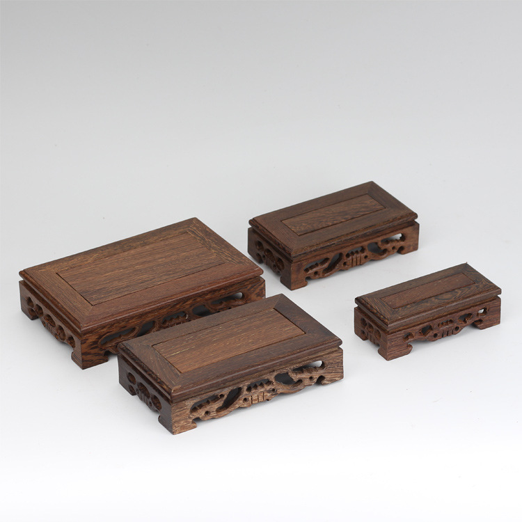 Door Frame Rosewood Base Long Square Crafts Decoration Purple Clay Pot Wood Carving Wooden Pallet Factory Direct Sales