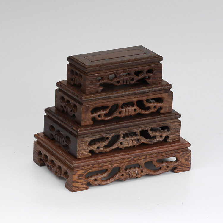 Door Frame Rosewood Base Long Square Crafts Decoration Purple Clay Pot Wood Carving Wooden Pallet Factory Direct Sales