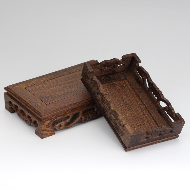 Door Frame Rosewood Base Long Square Crafts Decoration Purple Clay Pot Wood Carving Wooden Pallet Factory Direct Sales