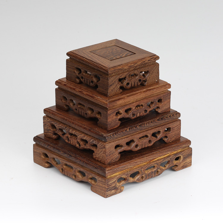 Door Frame Rosewood Base Long Square Crafts Decoration Purple Clay Pot Wood Carving Wooden Pallet Factory Direct Sales