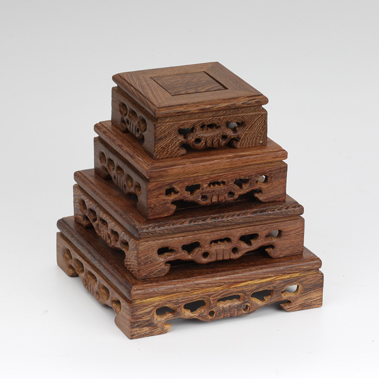 Door Frame Rosewood Base Long Square Crafts Decoration Purple Clay Pot Wood Carving Wooden Pallet Factory Direct Sales