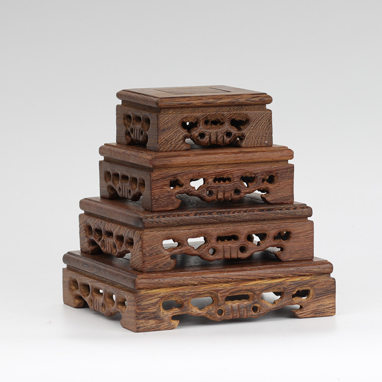 Door Frame Rosewood Base Long Square Crafts Decoration Purple Clay Pot Wood Carving Wooden Pallet Factory Direct Sales