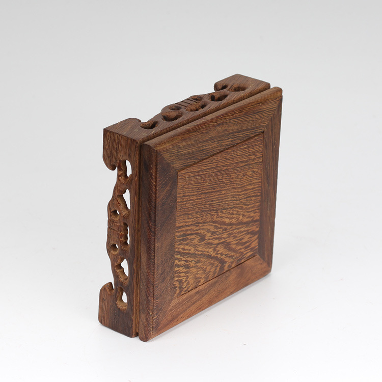 Door Frame Rosewood Base Long Square Crafts Decoration Purple Clay Pot Wood Carving Wooden Pallet Factory Direct Sales