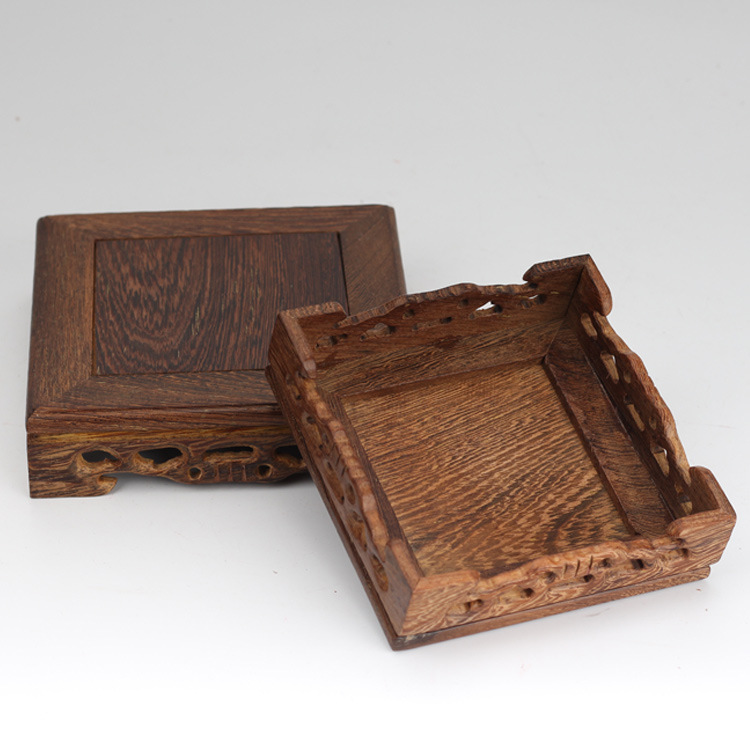 Door Frame Rosewood Base Long Square Crafts Decoration Purple Clay Pot Wood Carving Wooden Pallet Factory Direct Sales