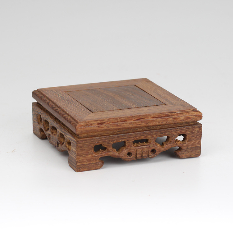 Door Frame Rosewood Base Long Square Crafts Decoration Purple Clay Pot Wood Carving Wooden Pallet Factory Direct Sales