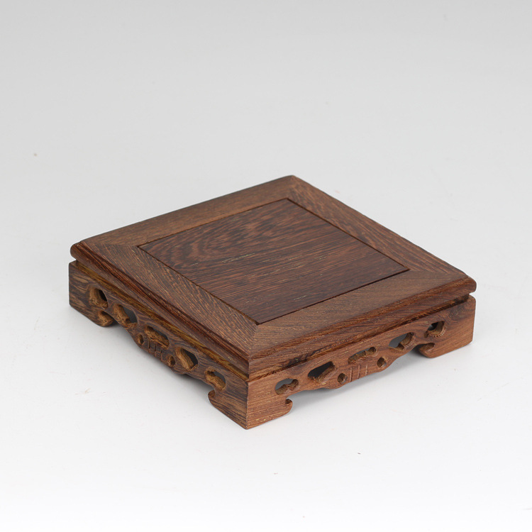 Door Frame Rosewood Base Long Square Crafts Decoration Purple Clay Pot Wood Carving Wooden Pallet Factory Direct Sales