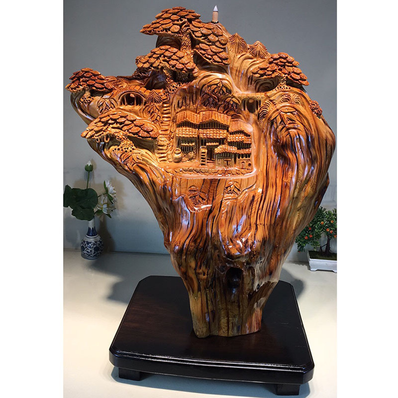 Taihang Thuja Sutchuenensis Root Carving Decoration Red Oil Backflow Incense with Shape Wood Carving Wood crafts Taihang Thuja Sutchuenensis Root Carving Decoration Red Oil Backflow Incense with Shape Wood Carving Wood crafts