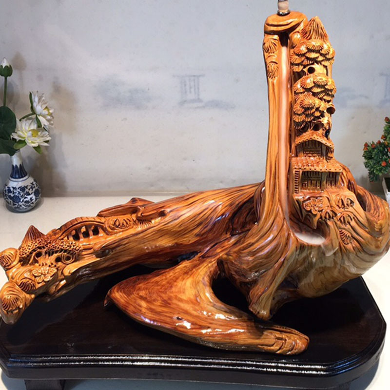 Taihang Thuja Sutchuenensis Root Carving Decoration Red Oil Backflow Incense with Shape Wood Carving Wood crafts Taihang Thuja Sutchuenensis Root Carving Decoration Red Oil Backflow Incense with Shape Wood Carving Wood crafts