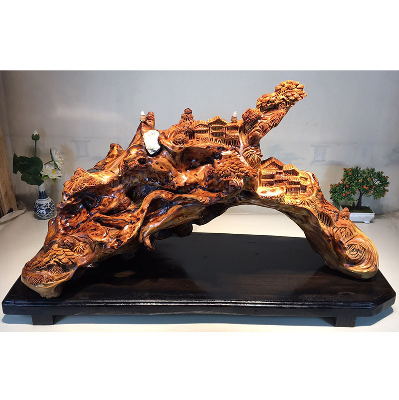 Taihang Thuja Sutchuenensis Root Carving Decoration Red Oil Backflow Incense with Shape Wood Carving Wood crafts Taihang Thuja Sutchuenensis Root Carving Decoration Red Oil Backflow Incense with Shape Wood Carving Wood crafts