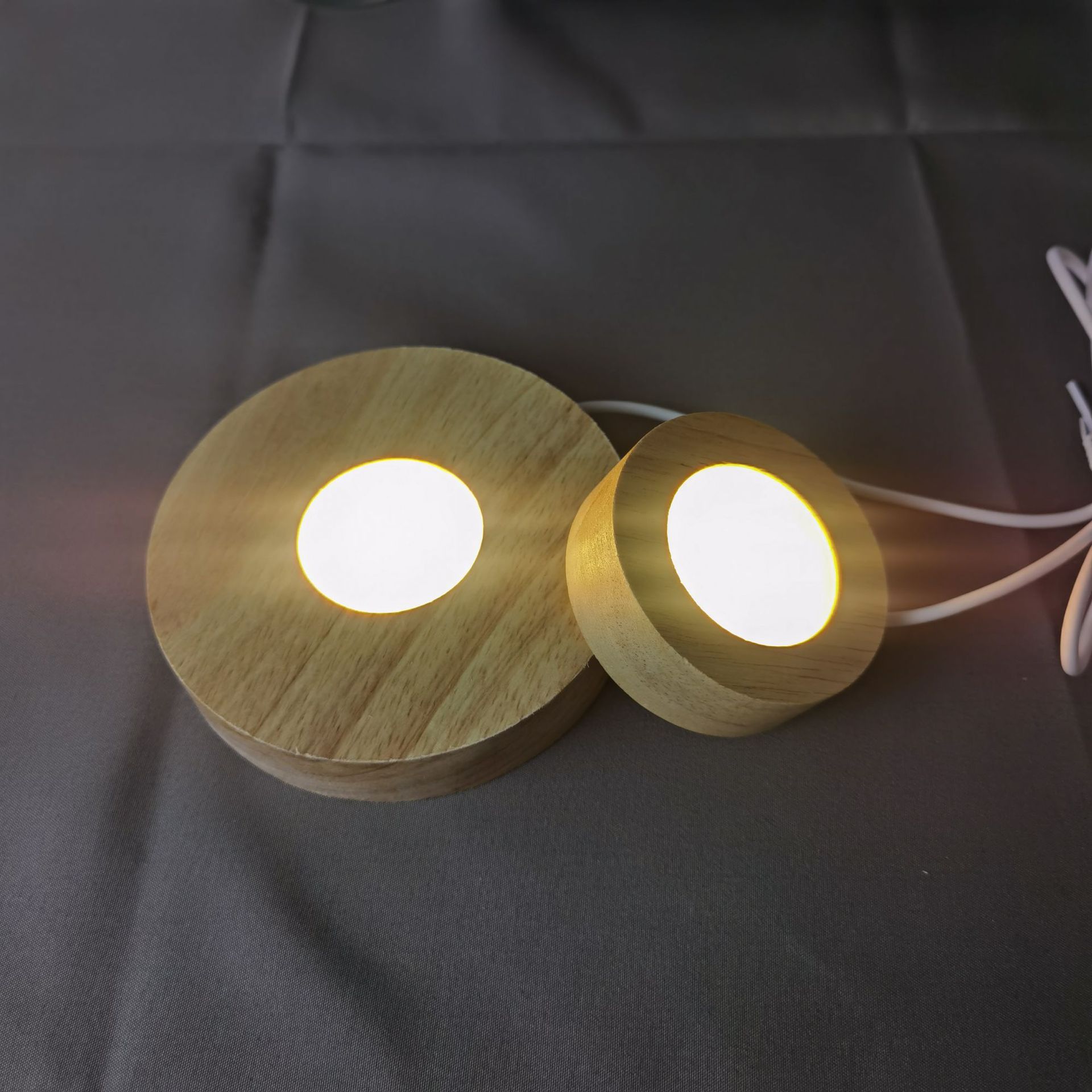 Solid Wood Small Night Lamp Led Holder Wooden Crystal Crafts Decoration Colorful USBCrystal Crafts