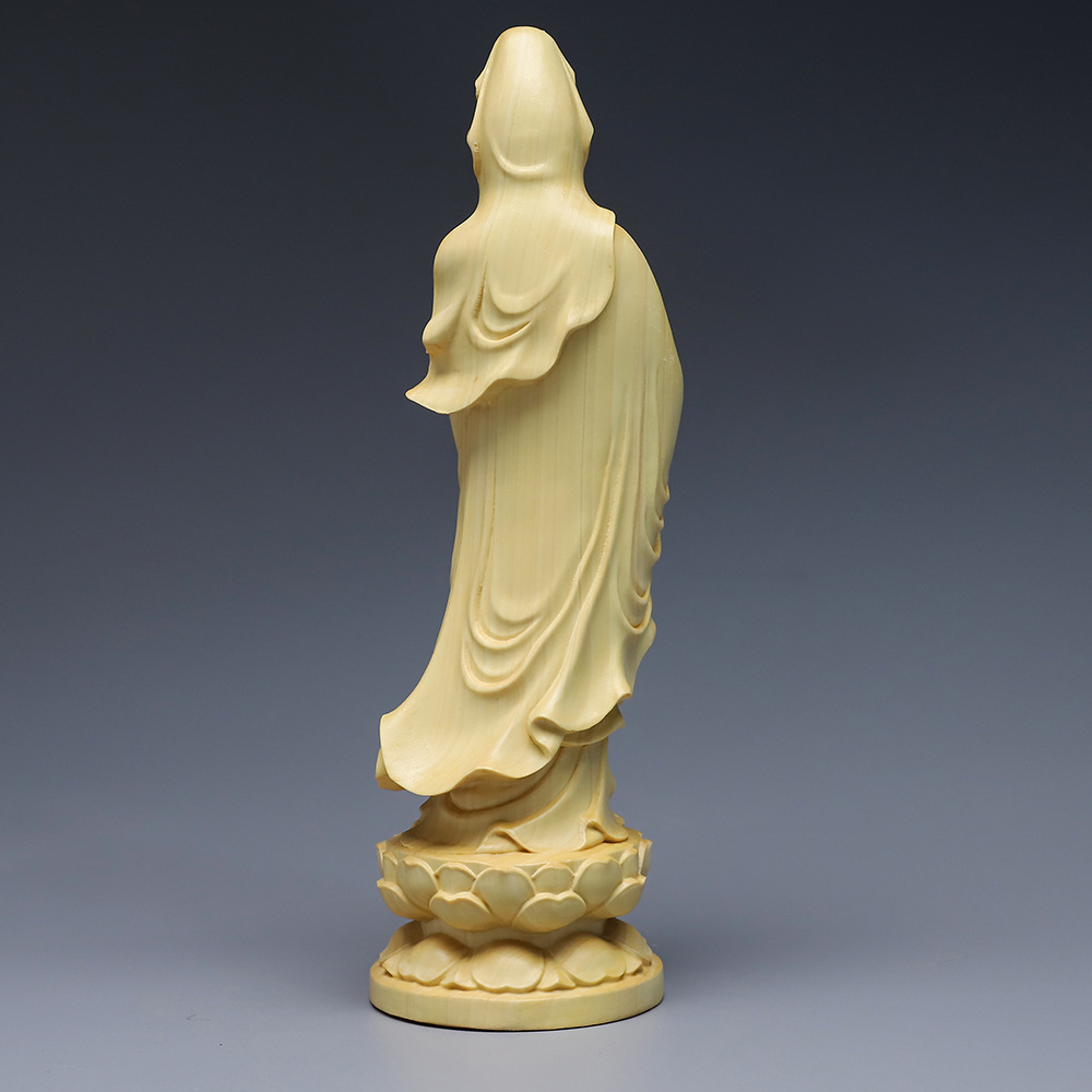 Boxwood Craft Guanyin Bodhisattva/Buddha Statue Offering Home Office Decorations Beads Guanyin Ornaments Crafts
