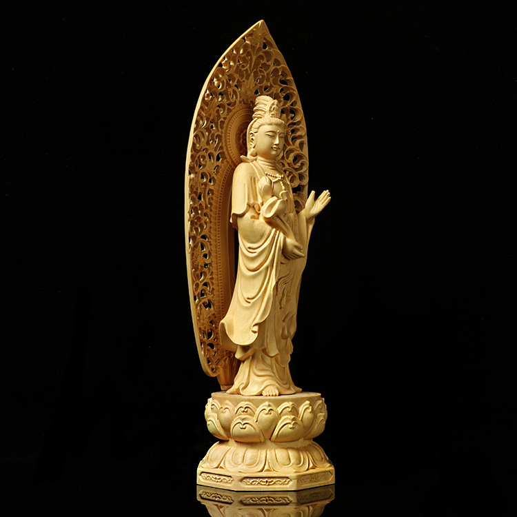 Factory Wholesale Boxwood Craft Crafts Guanyin Sakya Buddha Ornament Back Screen Western Trinity Factory Wholesale Boxwood Craft Crafts Guanyin Sakya Buddha Ornament Back Screen Western Trinity