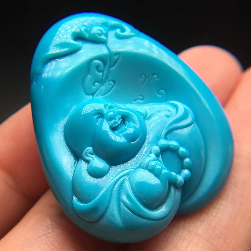 Buddha Turquoise Maitreya Buddha Carvings Smiling Buddha Small Pendant Smiling Face Buddha Guanyin Crafts Accessories