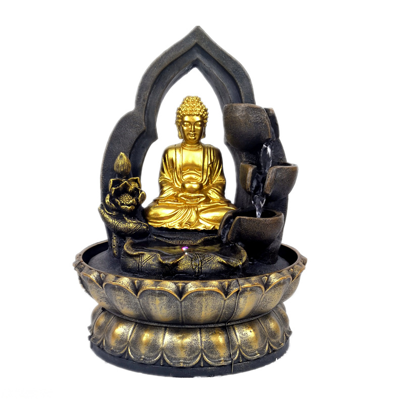 CrossBorder Selling Buddha Resin Crafts Flowing Water Ornaments Desktop Fountain Waterscape Chinese Decoration Gift