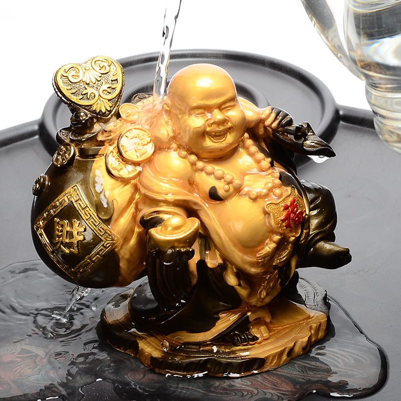 Tea Pet Decoration Flush Color Changing Zen Cloth Bag Monk Tea Table Decoration Creative Maitreya Buddha Tea Art Tea Set