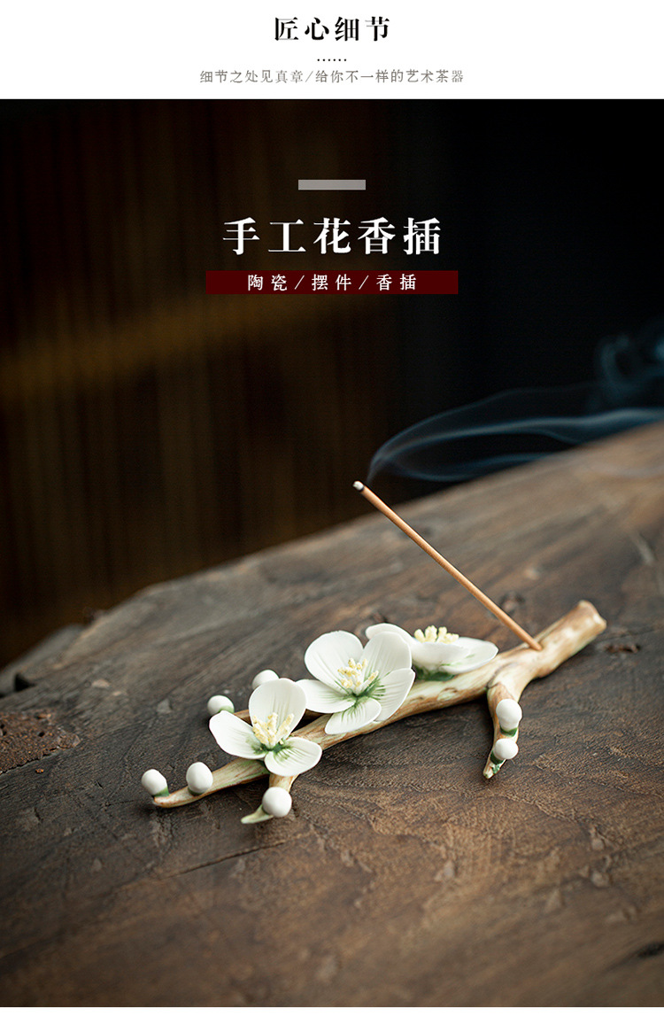 Ceramic Flower Creative Pen Shelf Japanese Tea Ceremony Decoration Tea Ornaments Zen Small Ornaments Buddha Worship