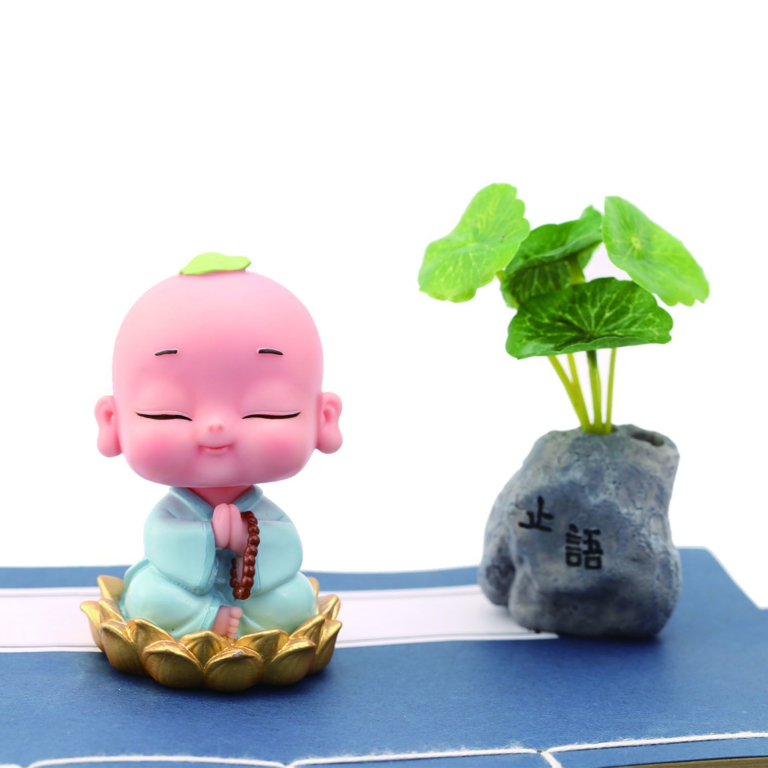 New Mengle Little Monk Shaking Head Four Little Monk Combination Car Interior Decoration Zen One Creative Buddha