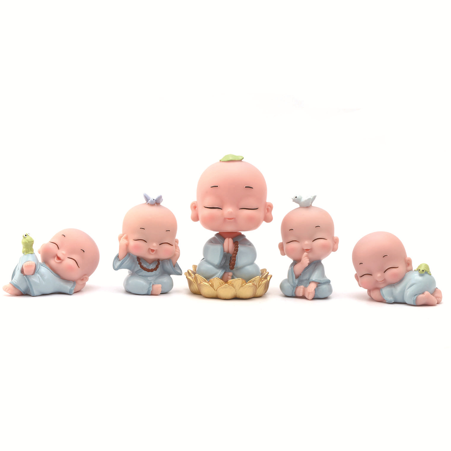 New Mengle Little Monk Shaking Head Four Little Monk Combination Car Interior Decoration Zen One Creative Buddha