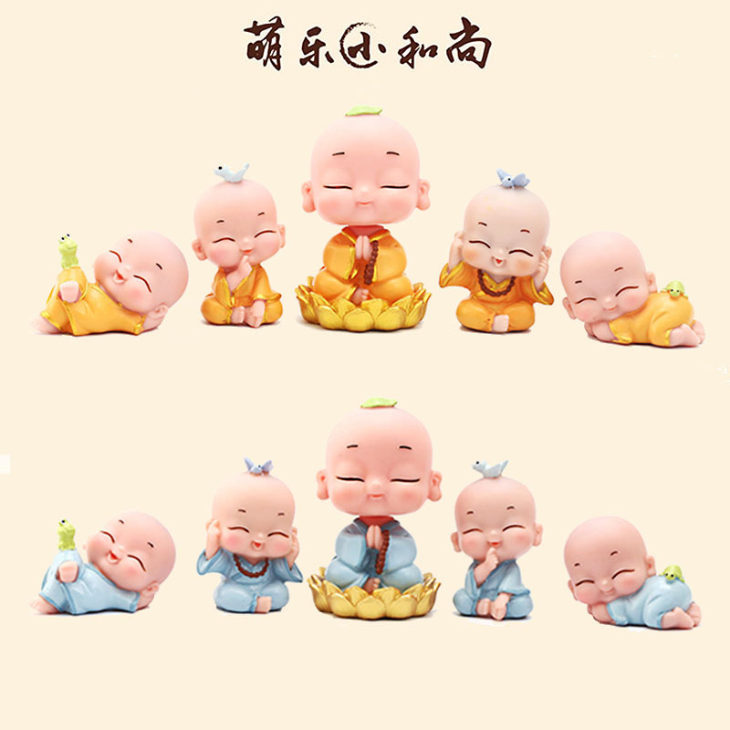 New Mengle Little Monk Shaking Head Four Little Monk Combination Car Interior Decoration Zen One Creative Buddha