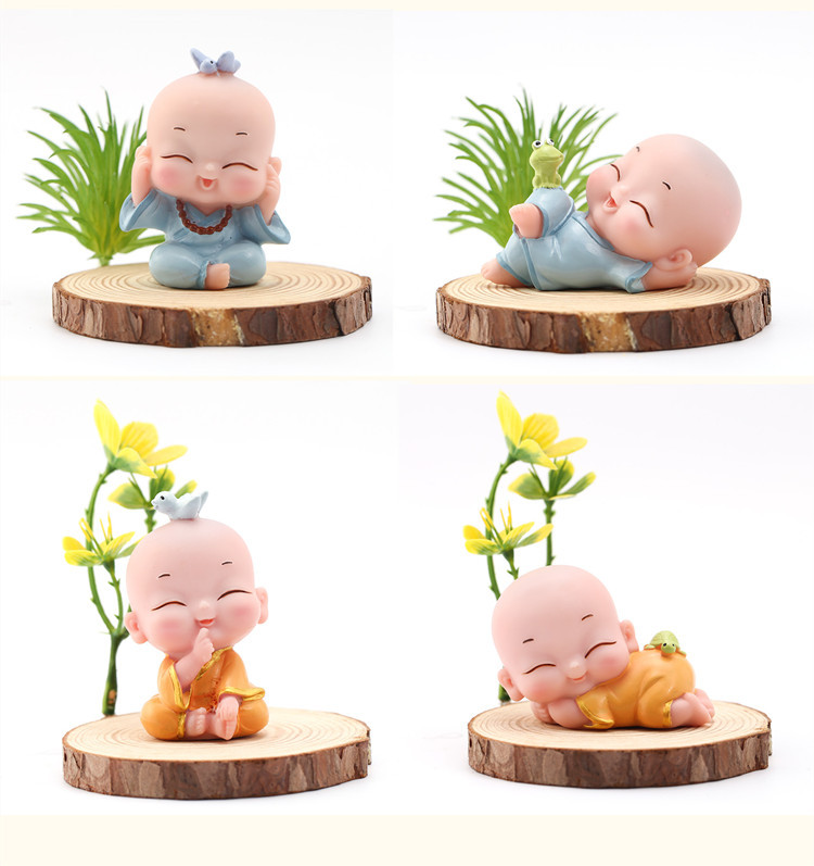 New Mengle Little Monk Shaking Head Four Little Monk Combination Car Interior Decoration Zen One Creative Buddha