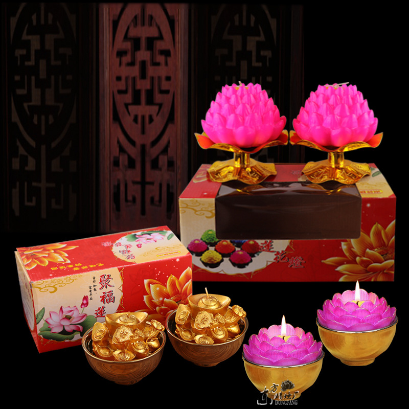Lotus Lantern Buddha Worship Factory Batch Lotus Lamp Candle Lotus Candle Lotus Wax Wish Light Butter Red Floating Water