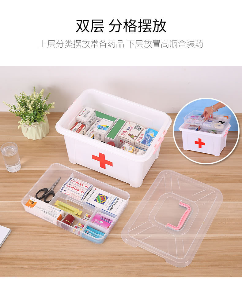 Family medicine box medicine box large layered transparent portable family medicine box medicine small first aid box