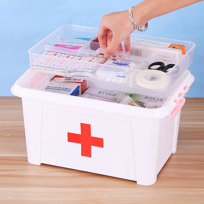 Family medicine box medicine box large layered transparent portable family medicine box medicine small first aid box