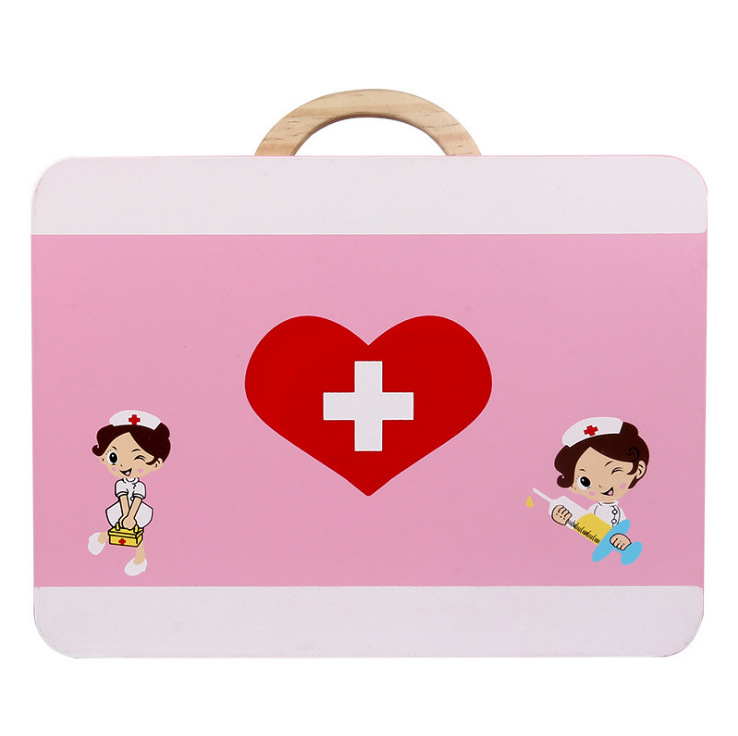Wooden Children&#039;s Toy First Aid Kit Simulation Wooden Toy Parent-Child Interactive Medicine Box Doctor Role Play