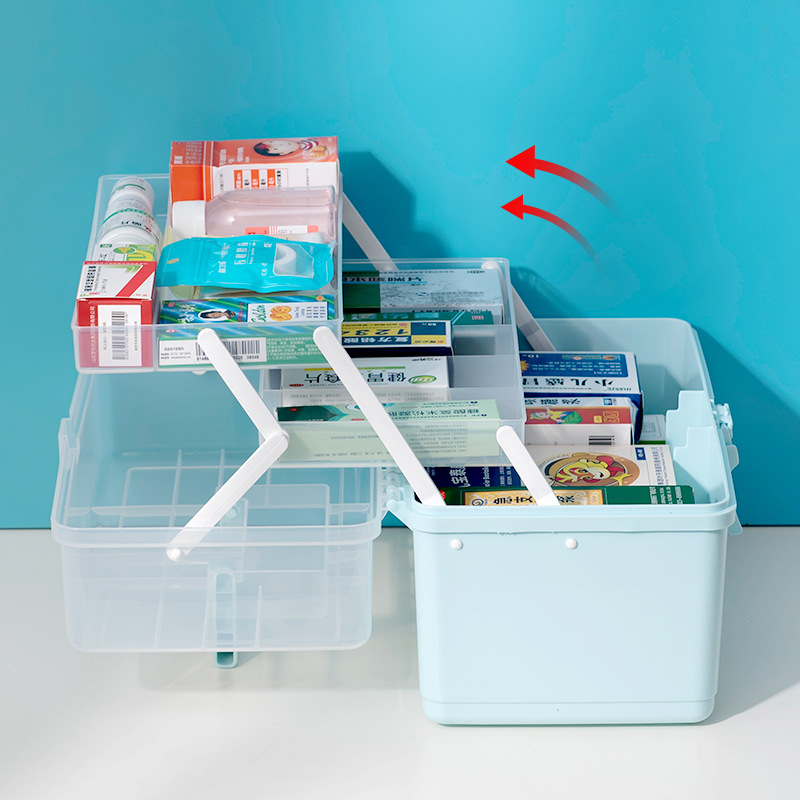 Household Medicine Box Plastic Storage Box Multi-Layer Portable Medicine Storage First Aid Kit