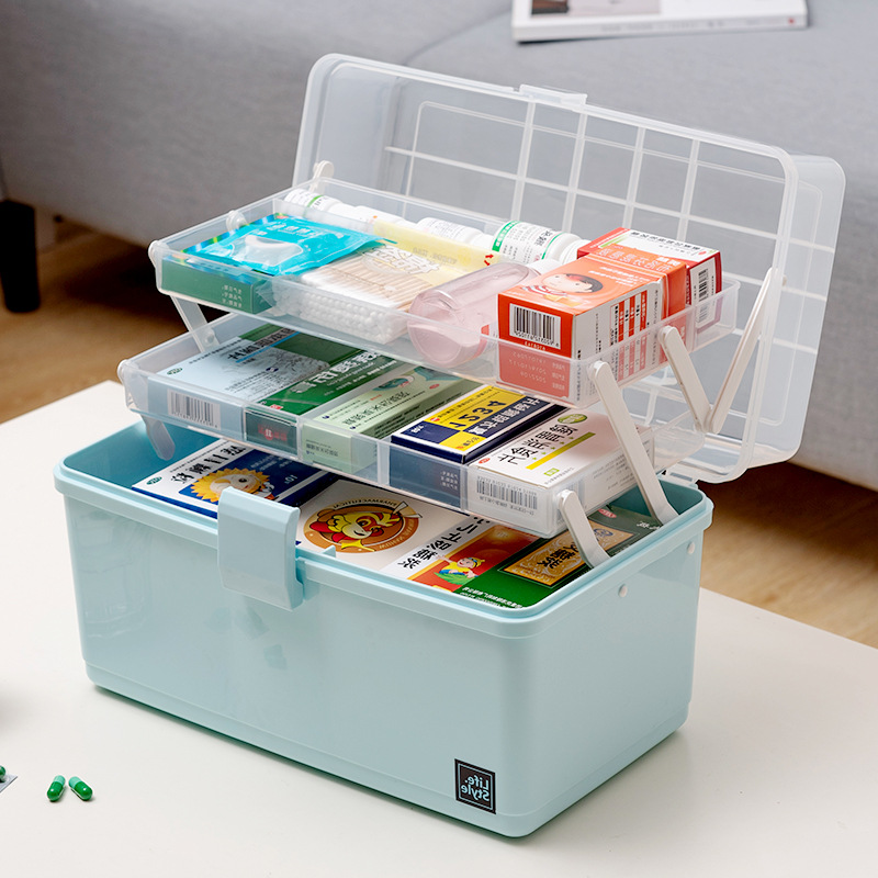 Household Medicine Box Plastic Storage Box Multi-Layer Portable Medicine Storage First Aid Kit