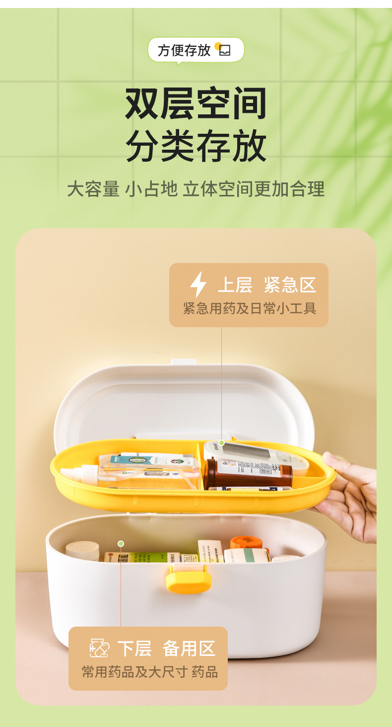 Household Plastic Medicine Cabinet Large Capacity Medicine Storage Box Moisture-Proof First Aid Kit