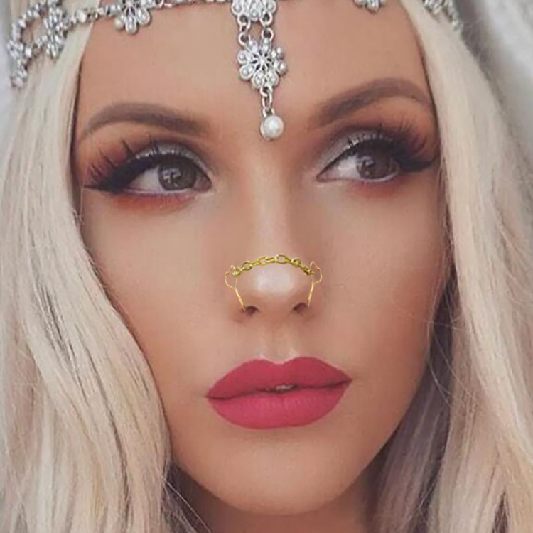Stainless Steel Heart Nasal Splint Nose Chain Fake Nose Ring Nose Chain Nose Chain Amazon AliExpress New Product