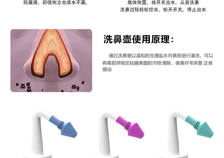 Jian Sai Po Nasal Wash Pot Plastic Nose Washing Bottle Nasal Wash Portable Adult and Children Waterpulse