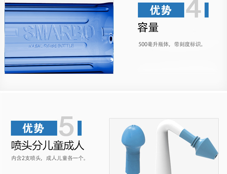 Jian Sai Po Nasal Wash Pot Plastic Nose Washing Bottle Nasal Wash Portable Adult and Children Waterpulse