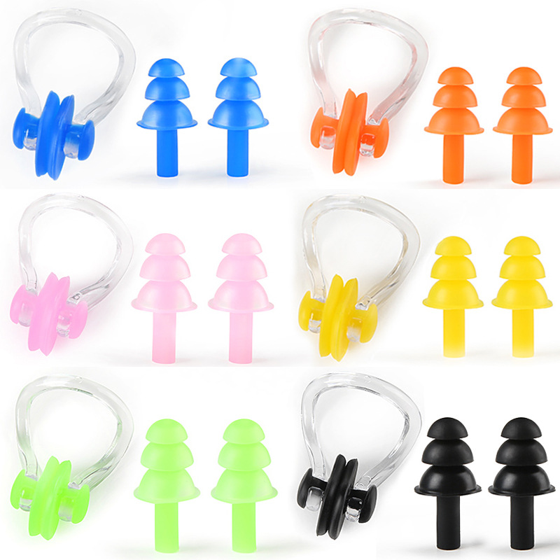 Silicone Earplug Nasal Splint Boxed Swimming Waterproof Earplug Nasal Splint Set Whole in Stock One Piece Dropshipping