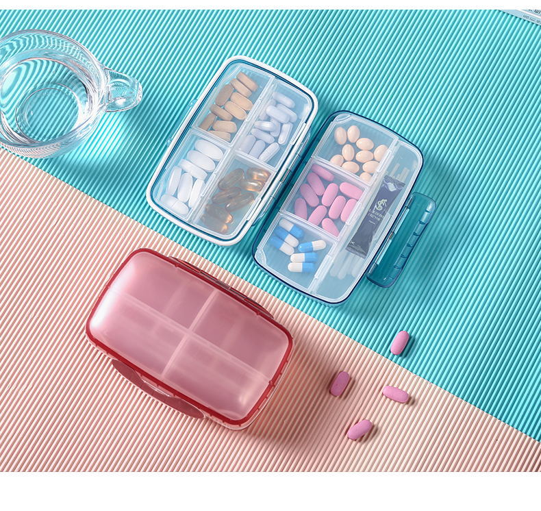 Large Capacity Portable Eight Grid Plastic Medicine Box with Seal Ring Multi-Color Optional 7-Day Drug Storage Box Large Capacity Portable Eight Grid Plastic Medicine Box with Seal Ring Multi-Color Optional 7-Day Drug Storage Box