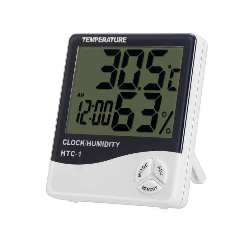 HTC-1 Indoor Electronic Hygrometer Alarm Clock Creative Home Large Screen Hygrometer