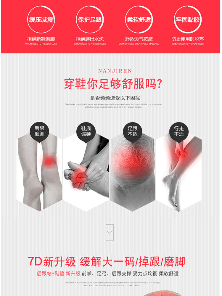 Upgraded 4D sponge foot massage insole, heel pad, shoe cushion, two-in-one combination sponge high heel pad woman.