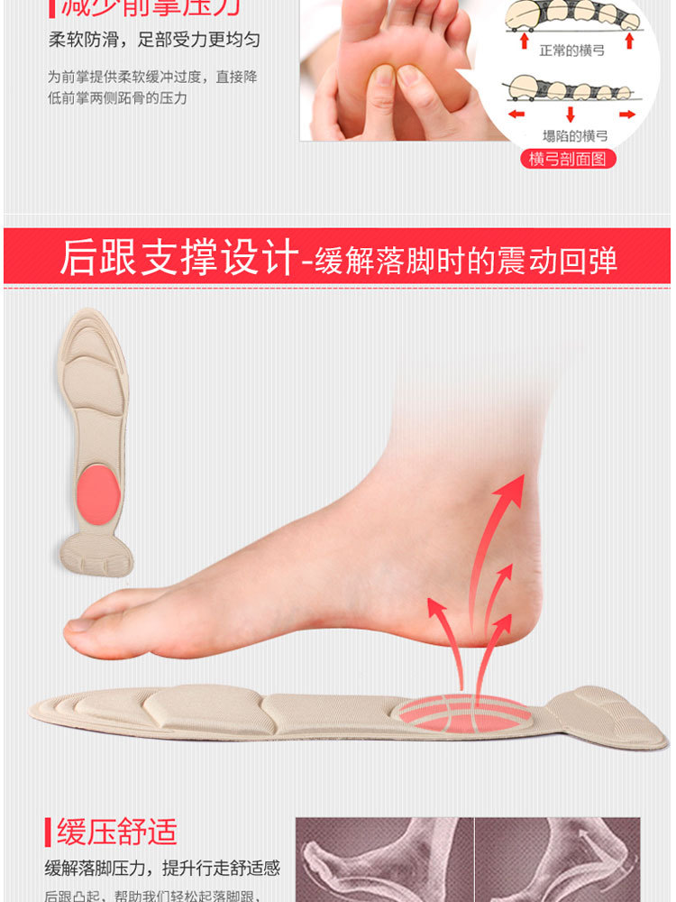Upgraded 4D sponge foot massage insole, heel pad, shoe cushion, two-in-one combination sponge high heel pad woman.