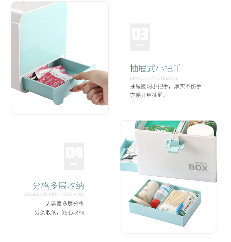 Plastic medicine cabinet large family first aid kit medical kit portable medicine cabinet medical kit