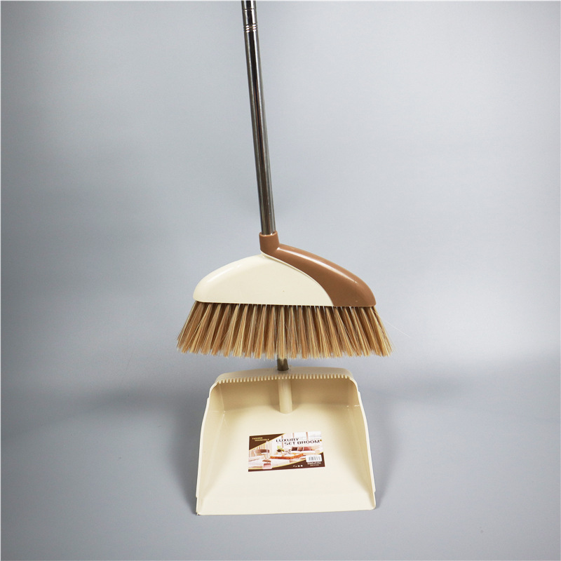 Nordic Style New Big Size Condom Broom Dustpan with Scraping Teeth Soft Hair Broom Stainless Steel Broom and Dustpan Set