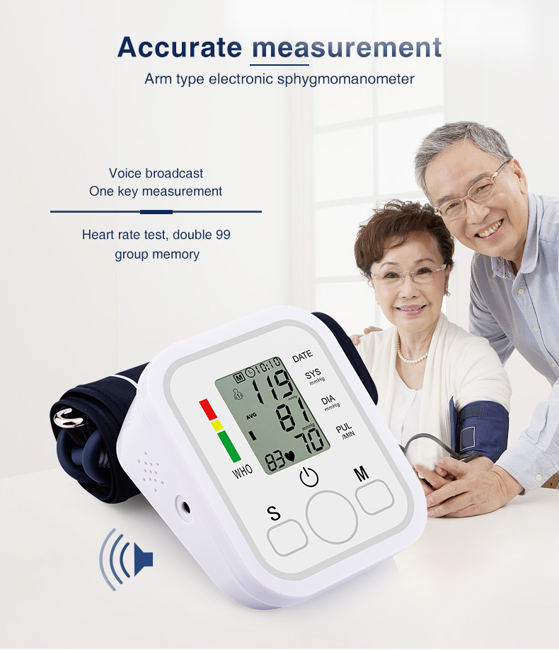 Sphygmomanometer English Arm Blood Pressure Measuring Instrument Yellow White Foreign Trade Sphygmomanometer OEM