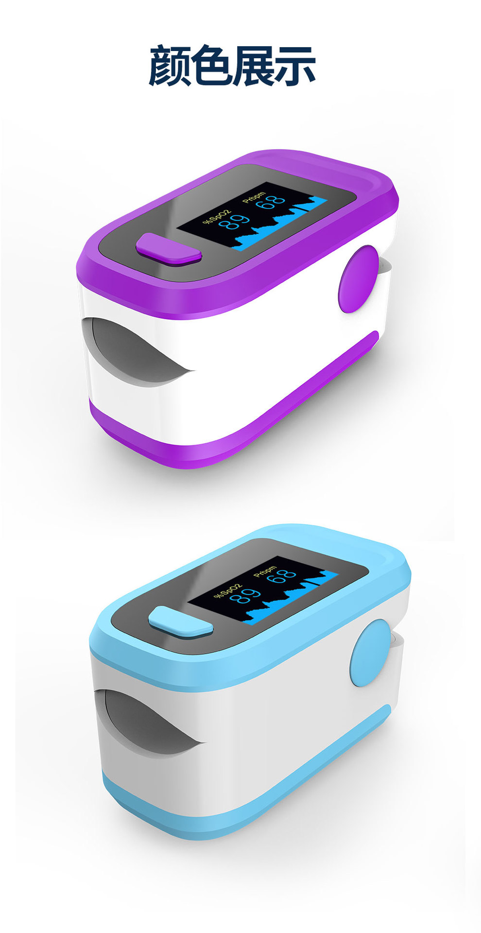 F169 Hand-Hold Pulse Oximeter Fingertip Blood Oxygen Saturation Monitor Heart Rate Detector Blood Pressure Monitor