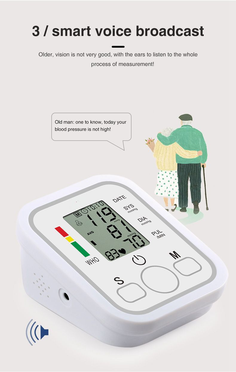 Exclusive for Cross-Border Chinese and English Electronic Arm Type Blood Pressure Meter Sphygmomanometer