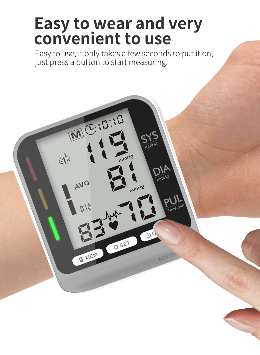 Electronic Sphygmomanometer Sphygmomanometer with ThreeColor Blood Pressure Status Indicator Blood Pressure Monitor Electronic Sphygmomanometer Sphygmomanometer with ThreeColor Blood Pressure Status Indicator Blood Pressure Monitor