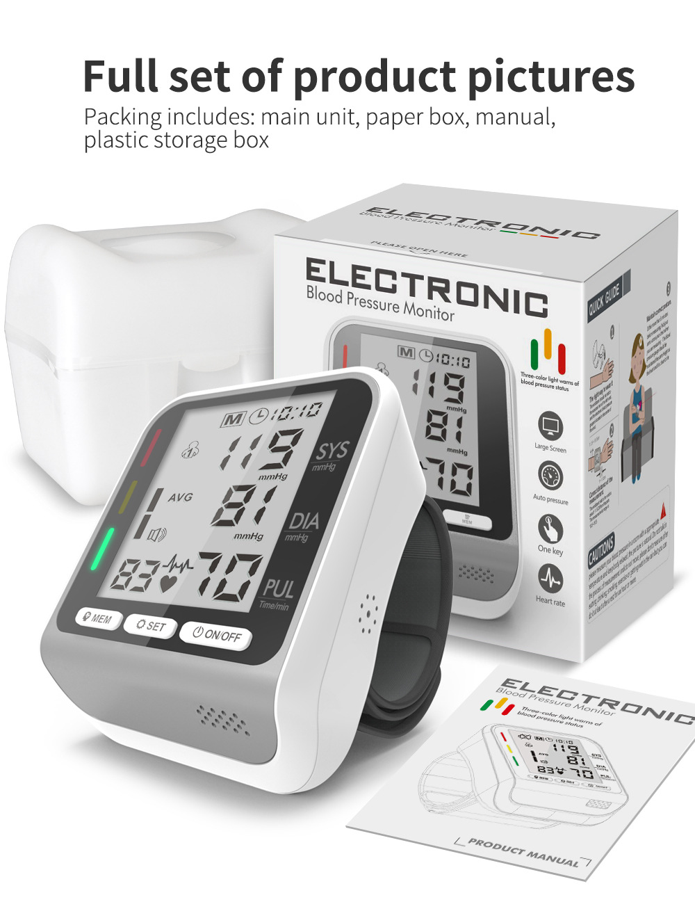 Electronic Sphygmomanometer Sphygmomanometer with ThreeColor Blood Pressure Status Indicator Blood Pressure Monitor Electronic Sphygmomanometer Sphygmomanometer with ThreeColor Blood Pressure Status Indicator Blood Pressure Monitor