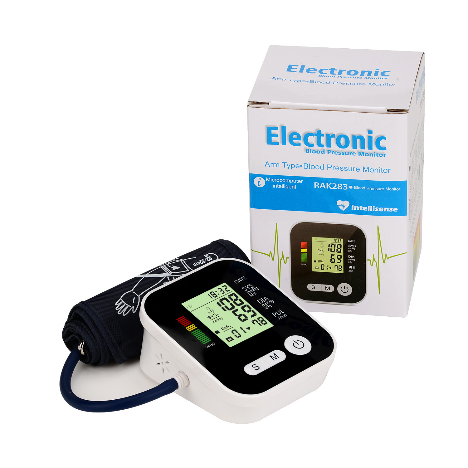 Sphygmomanometer 2019 Electronic Blood Pressure Meter Arm Blood Pressure Meter Lithium Battery Three-Color 