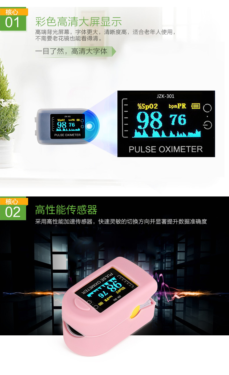 Fingertip Oximeter Pulse Meter Blood Pressure Meter Blood Pressure Measuring Pulse CrossBorder Hot Pulse Oximeter