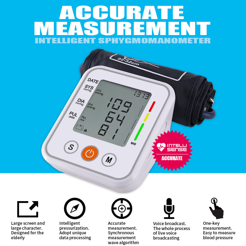 Electronic Sphygmomanometer Large Screen Arm Type Chinese and English Voice Blood Pressure Measuring Instrument