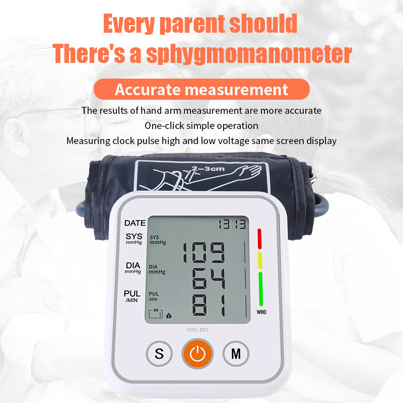 Electronic Sphygmomanometer Large Screen Arm Type Chinese and English Voice Blood Pressure Measuring Instrument